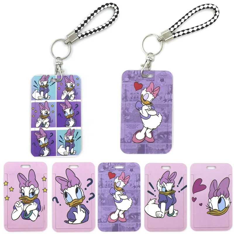

Purple Daisy Donald Duck Cute Card Cover Clip Lanyard Retractable Student Nurse Badge Reel Clip Cartoon Card Badge Holder