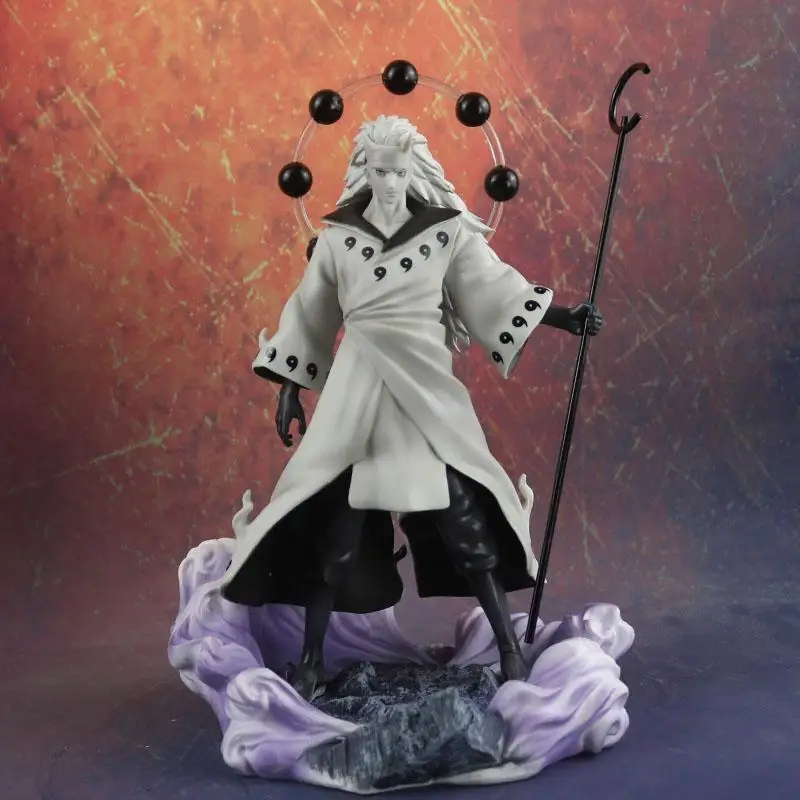 

Bandai Naruto Hand-Held Six-Way Fairy Uchiha Madara GK Model Statue with Soil Cartoon Ornaments Birthday Gift 28cm