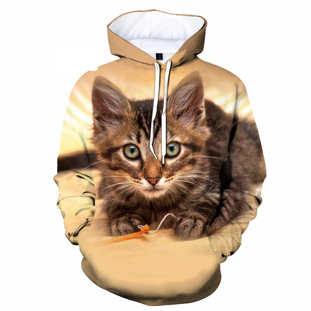 New Popular Fashion Cute Cat 3D Printed Hoodie Casual Male and Female Lovers Animal Cat Hooded Pullover Outdoor Sports Top