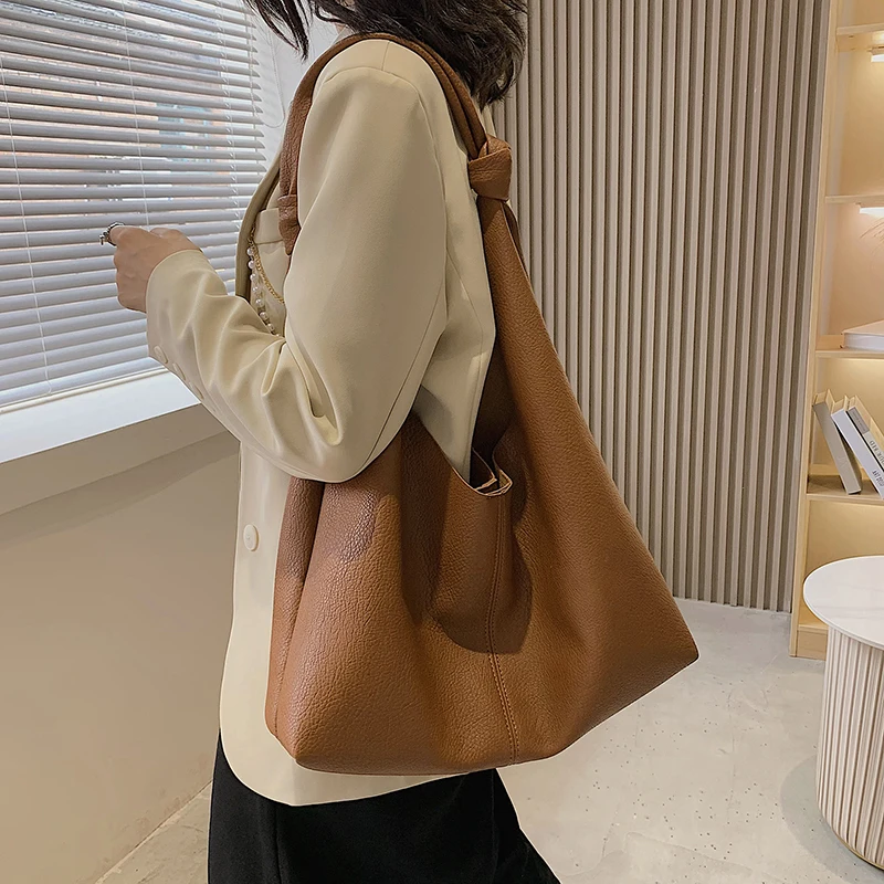 Luxury Brand Solid Hobo Bag 2023 Trend Women Large Soft Leather Designer Simple Handbags with Purses High Capacity Shoulder Bags