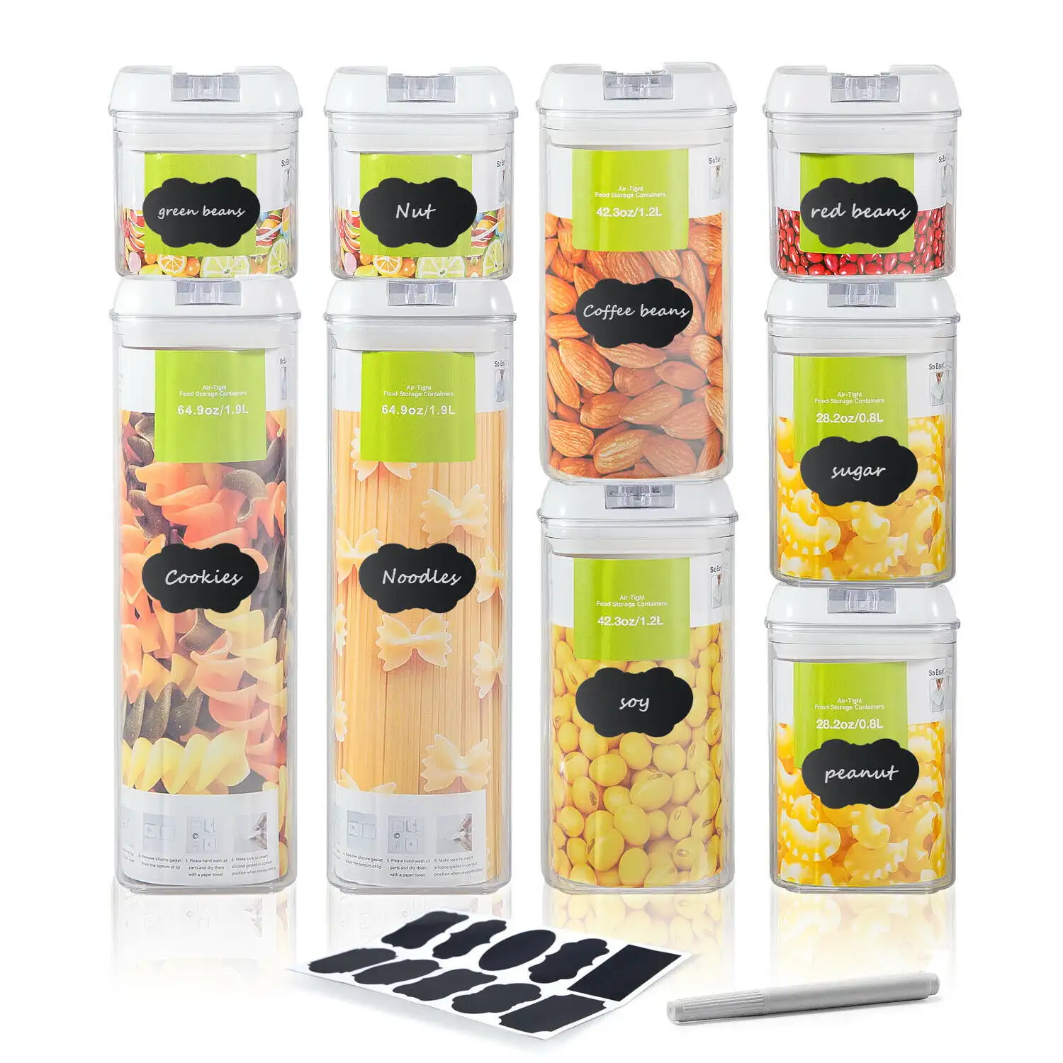 

9pcs Airtight Food Storage Container Kitchen Sugar Organizer Can