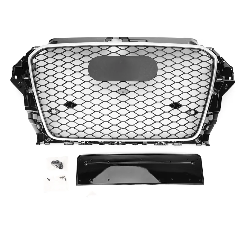 

Car Front Bumper Grill Center Grille for Audi A3/S3 8V 2014 2015 2016 (Refit for RS3 Style) Car Front Bumper Grille