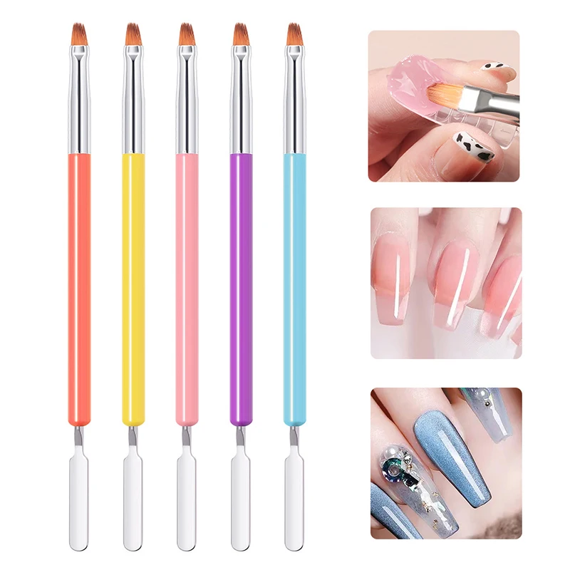 

Gel Brush Nail Extension Nail Art Liner Brush UV Gel Manicure Painting Tools 2 In 1 Dual Head Stainless Steel Manicure Pen