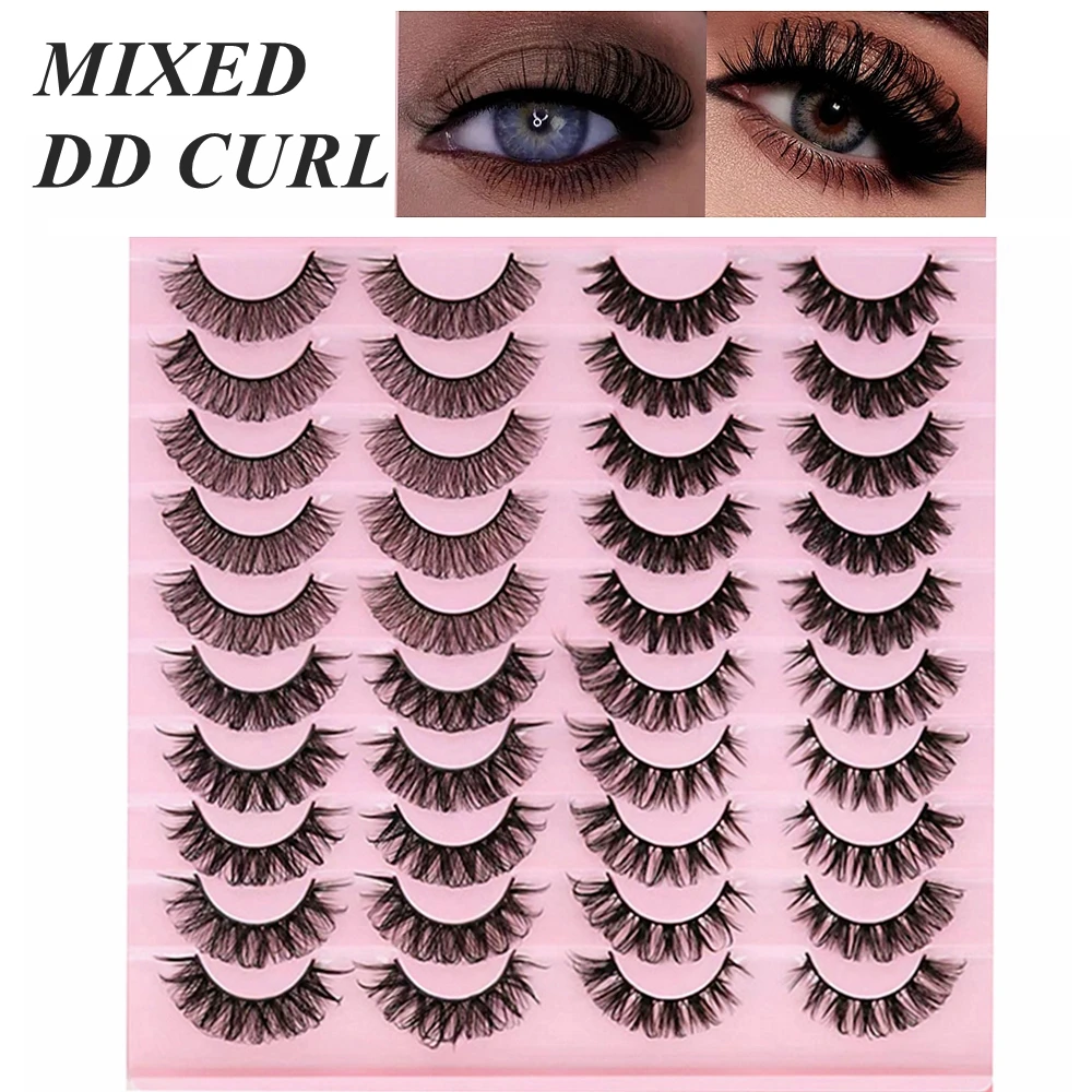 

10/20 Pairs DD Curl Russia Lashes Extension Russian False Eyelashes in Bulk Volume Faux Cils 3D Mink Lashes Reusable Fake Lashes