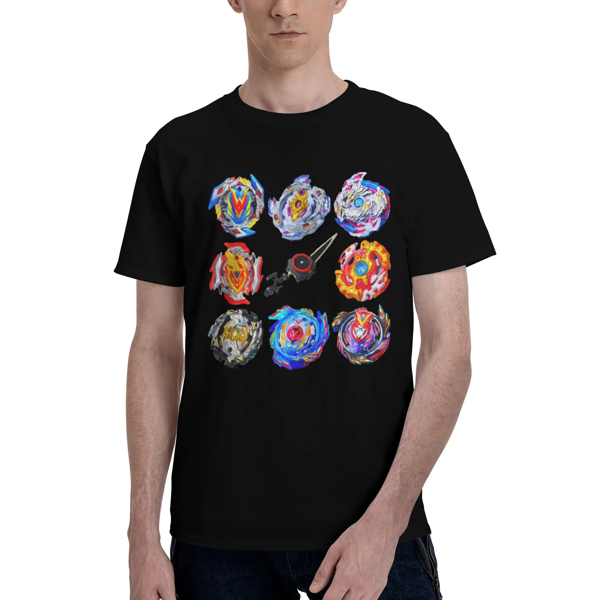 Фото Футболка Beyblade Burst из 100% хлопка, мужские модные футболки, мужские футболки с круглым вырезом и коротким рукавом, S-6XL №1