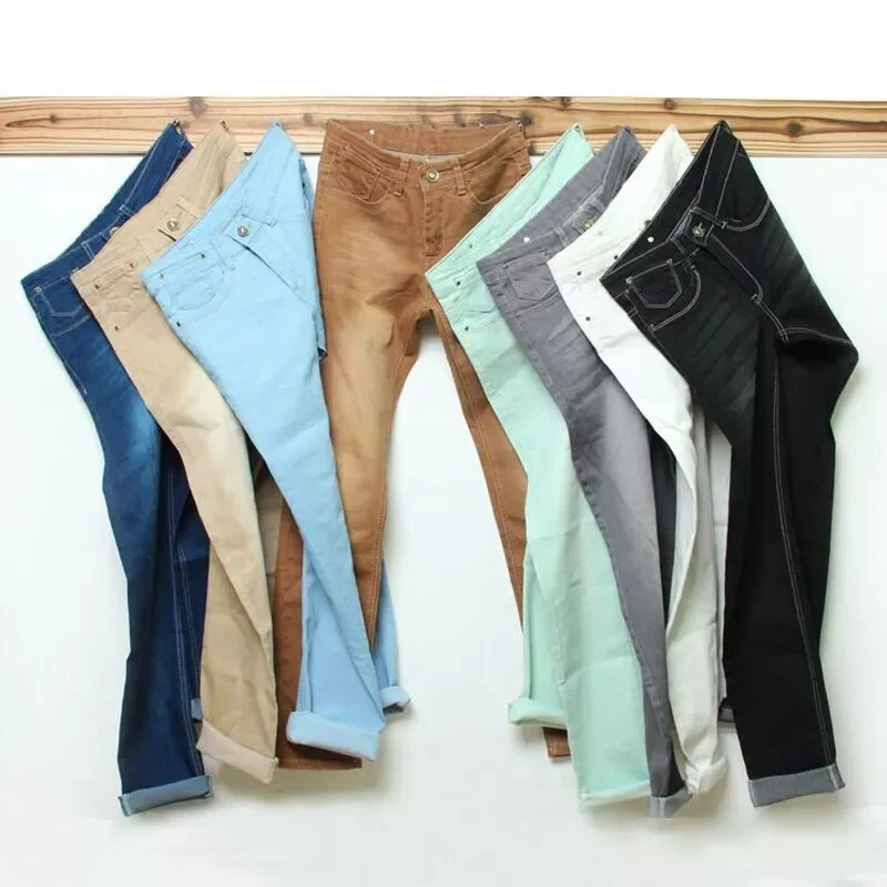 2022New New Men's Slim Stretch Jeans Fashion Solid Color Classic Style Denim Trousers Male Brand Trousers