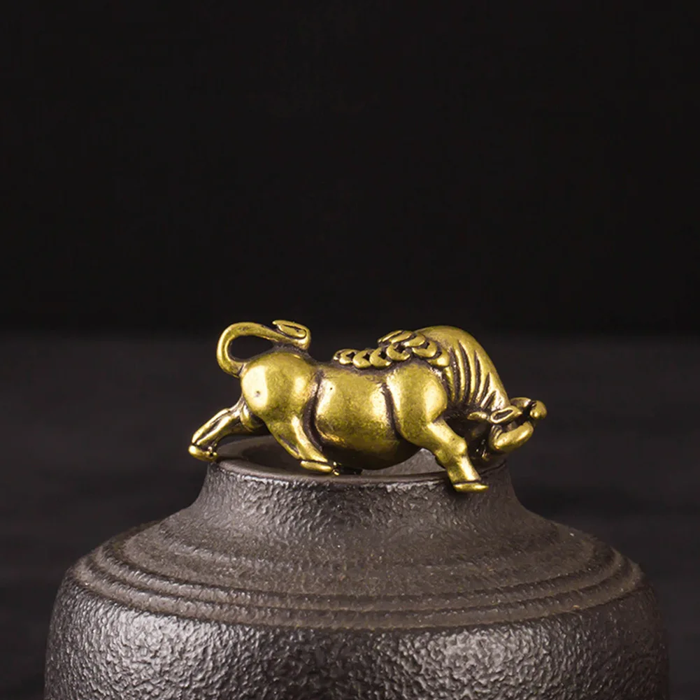 

Retro Brass Bull Ornament Sculpture Copper Miniature Ornaments Desk Decoration Rich Cow Ornaments Creative Small Gifts