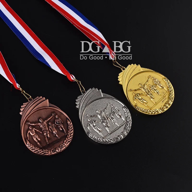 Running Runner Gold Trophy Award with Neck Ribbons Express Medal Various Souvenir School Sport Prize Factory Dropshipping