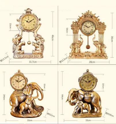 

Часы настольные в ретро стиле, креативные настольные украшения для гостиной со слоном, большие кварцевые зеркальные украшения