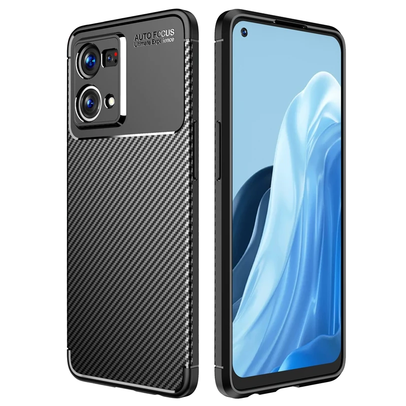 Matte Carbon Fiber Soft TPU Silicone Shockproof Phone Case For OPPO Reno 7 4G 5G 7Pro Back Cover Fundas