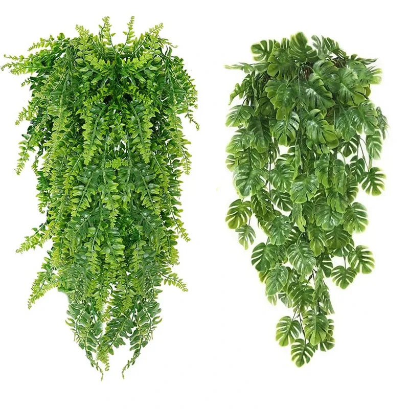 

Artificial Greenery Hanging Fern Grass Plants Green Wall Plant Silk Hedge Garden Home Wedding Party Balcony Home Decoration