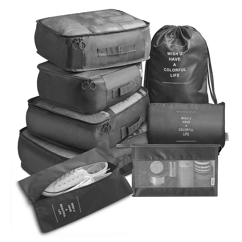 8pcs Set Travel Luggage Storage Bags Portable Large Capacity Packing Cube for Clothes Underwear Shoes Cosmetic Organizer Pouch