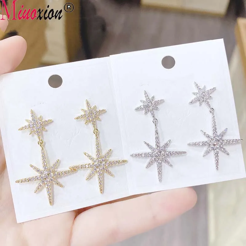 Miuoxion Ретро 925 штамп шестиконечные Звездные Серьги модные индивидуальные бриллианты ювелирные изделия для женщин очаровательный подарок для девушки