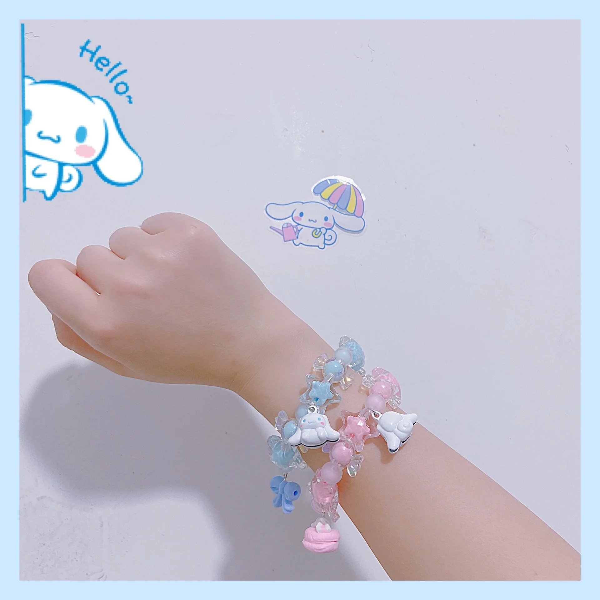 

Kawaii Sanrioed Cinnamoroll Хрустальный Браслет Лолита ювелирные изделия очаровательные бусины девичий стиль декоративный кулон Мультяшные Подарочны...