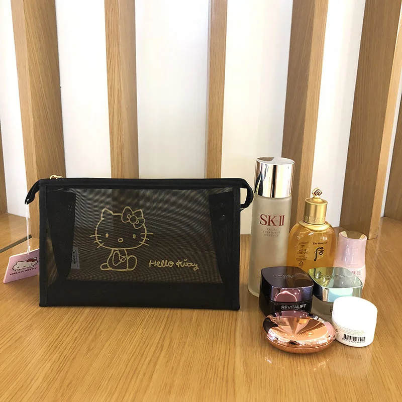

Kawaii Hellokitty мультяшная косметичка Sanrio Новая мода портативная сетчатая вместительная сумка-тоут дорожная сумка для хранения подарок на день р...