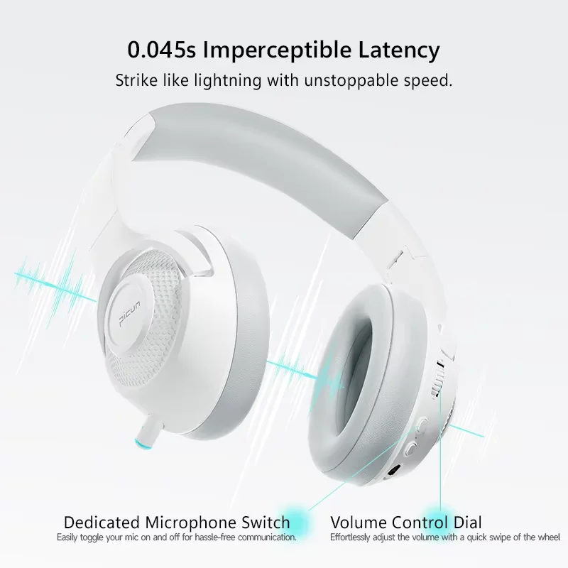 Фото Picun BG 01 Игровые беспроводные наушники с микрофоном, наушники-вкладыши 0,045 с, низкая задержка, Bluetooth 5,3, 40 мм, драйвер, беспроводной кабель, гарнитура №5