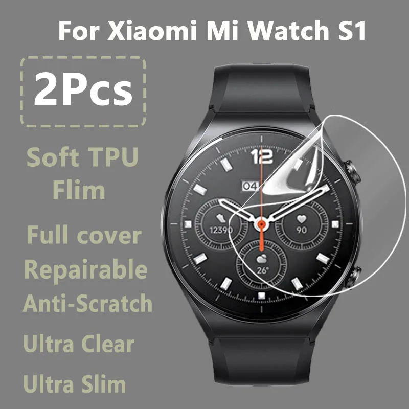 

2 шт. для Xiaomi Mi Watch S1 HD Прозрачная Тонкая мягкая Гидрогелевая ремонтная Защитная пленка защита экрана-не закаленное стекло