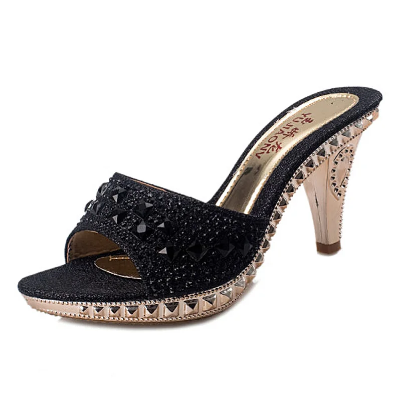

2022 New Spike Heels Women Pumps Sexy High Heels Women Crystal Party Women Shoes Gold Open Toe Ladies Shoes