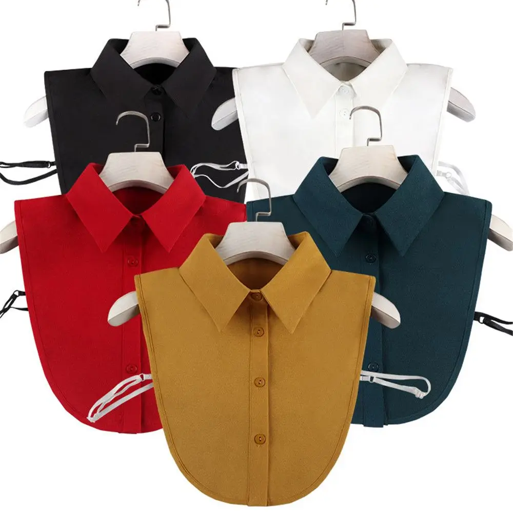 

Fashion Women Chiffon Shirt Fake Collar Demovable Lapel Blouse Top Solid Color Vintage Sweater False Tie Clothes Accessories