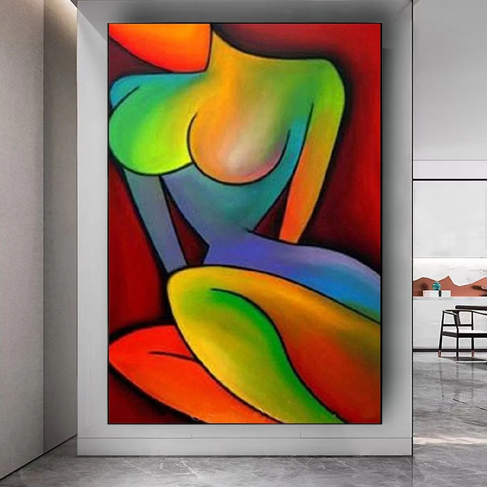 

100% Handmade Abstract Figure Oil Painting On Canvas Nightclub Sexy Nude Art Wall Picture Large Mural For Home Living Room Decor