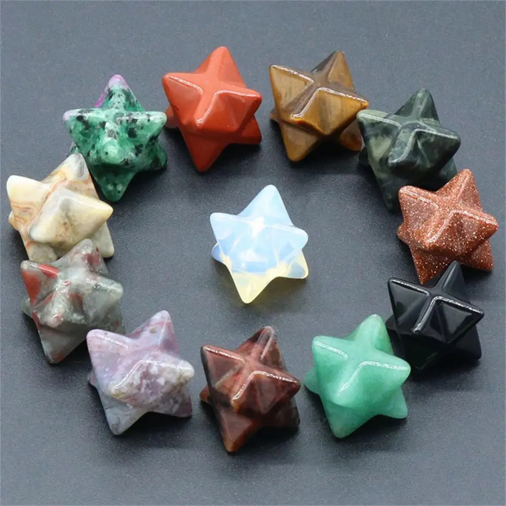 

Crystal Stone Hexagram Ornament Polishing Carving Reiki Healing Star Stone Statue Desktop Ornament Home Decoration