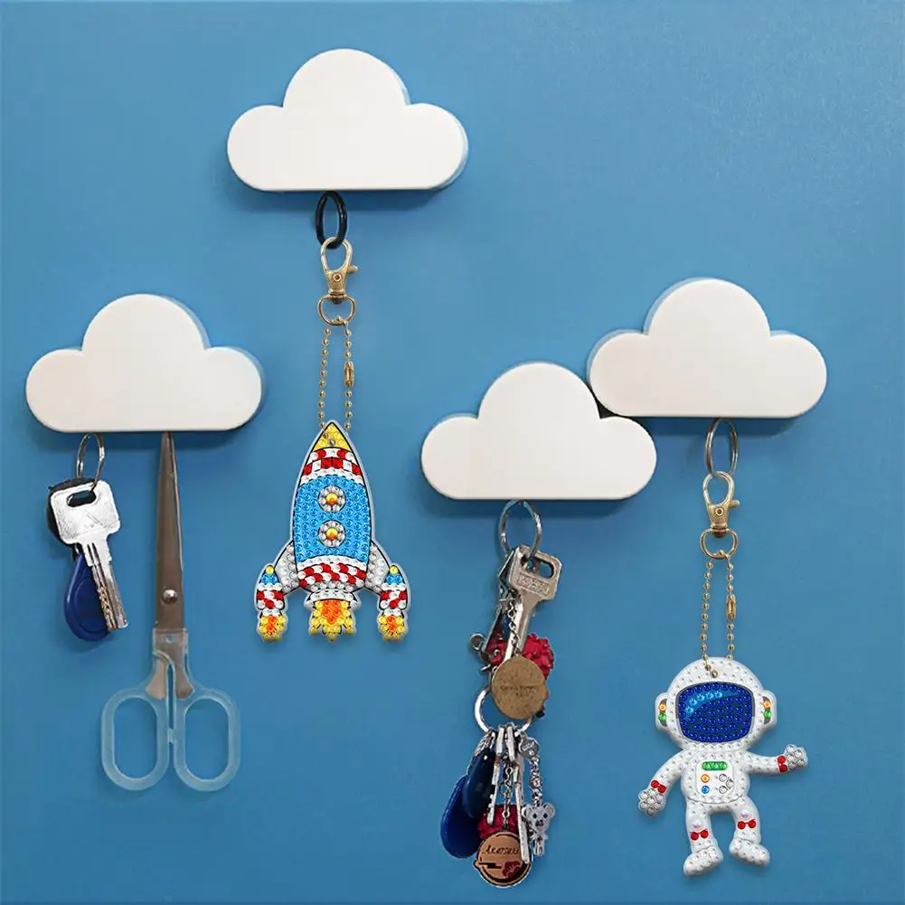 

5pcs Astronaut Key Chains Diy Diamond Painting Double-sided Cartoon Decoration Pendant Children Gift
