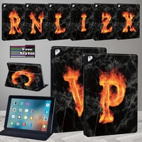 for apple ipad air 9 7air 2 9 7air 3 10 5air 4 10 9 flame letter series anti fall stand pu leather tablet protective cover