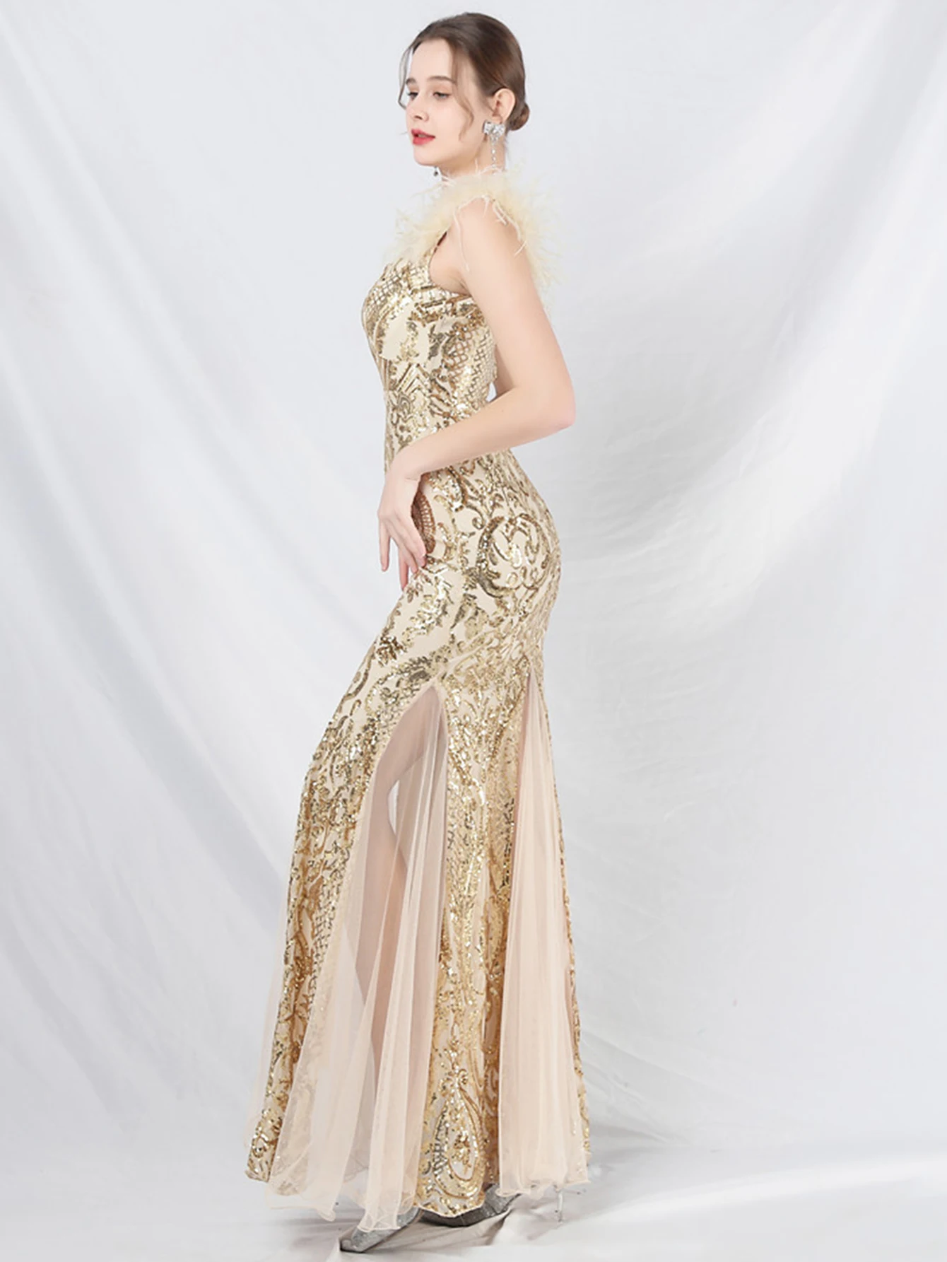 Сексуальные свадебные вечерние платья с блестками женские элегантные роскошные