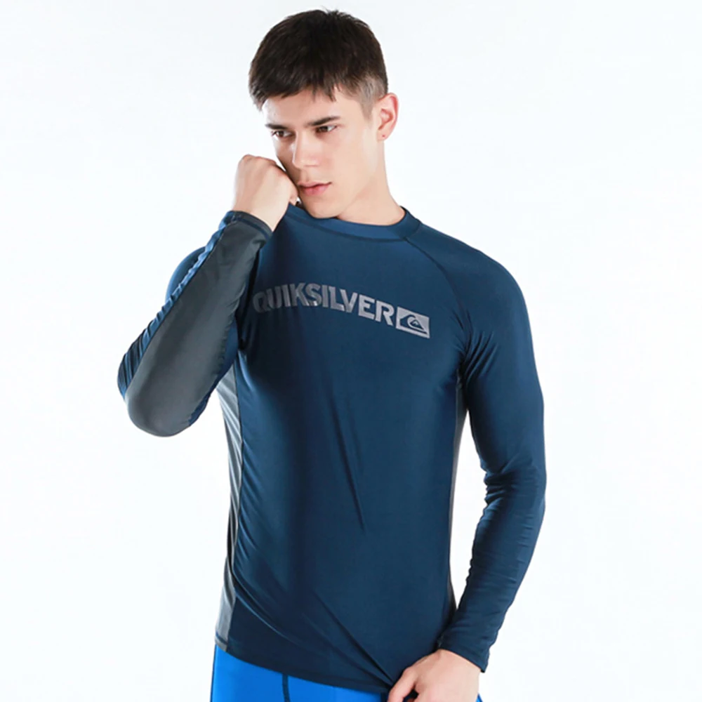 Fashion Men's Anti-Ultraviolet Long-Sleeve Rash Guard Surfing Suit Stretch Close-Fitting Quick-Drying Swim Surfing T-Shirt M-6XL