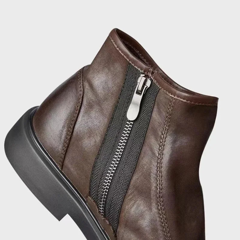 Ботильоны мужские из натуральной кожи высокие полусапожки на молнии роскошные