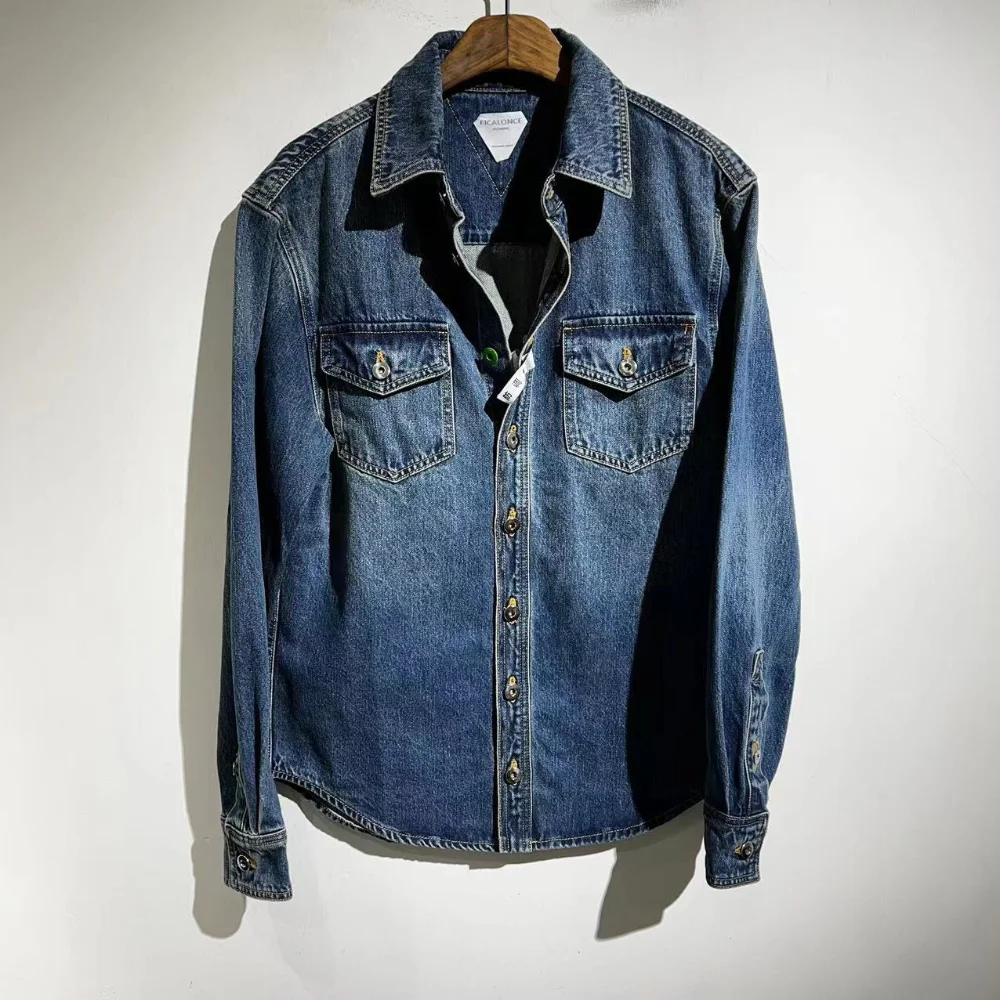 

Высококачественная ВИНТАЖНАЯ ДЖИНСОВАЯ КУРТКА на пуговицах с вареными карманами, ветровка Y2k, уличная одежда, пальто Techwear Traf, мужская и женская одежда