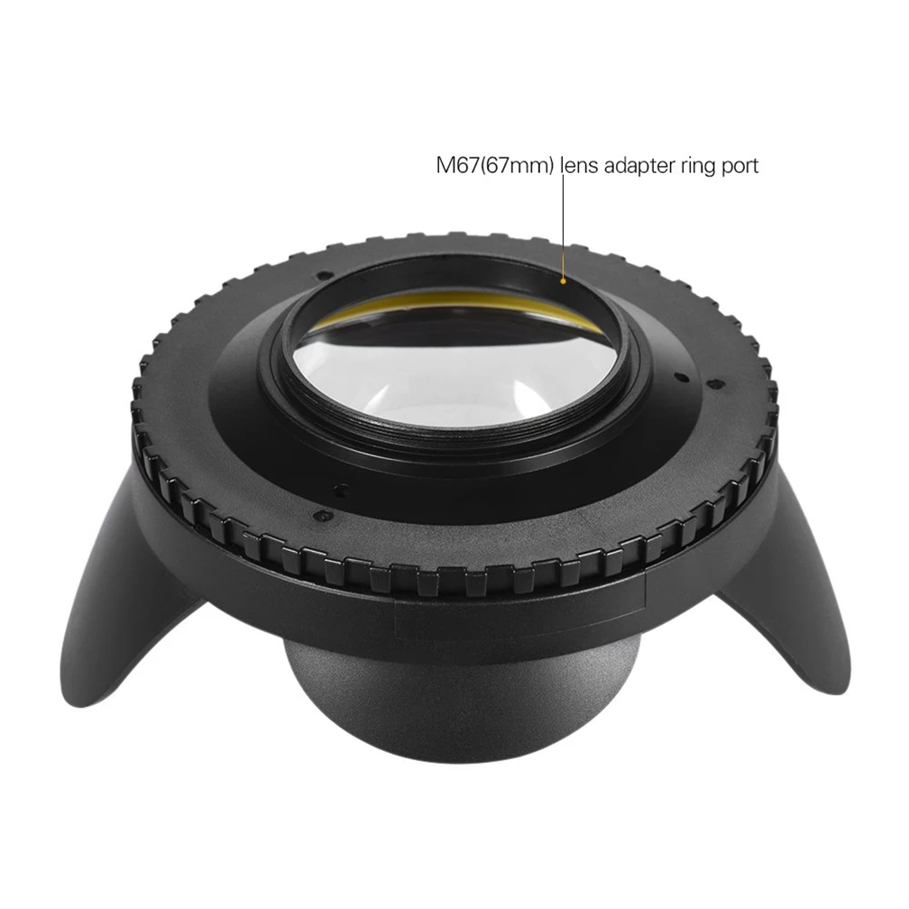 Фото Подводный широкоугольный купольный объектив Mcoplus 67 мм Fisheye для дайвинга, 60 м/197 футов, для Canon, Nikon, Sony, Sea Frogs, Meikon, водонепроницаемый корпус №5