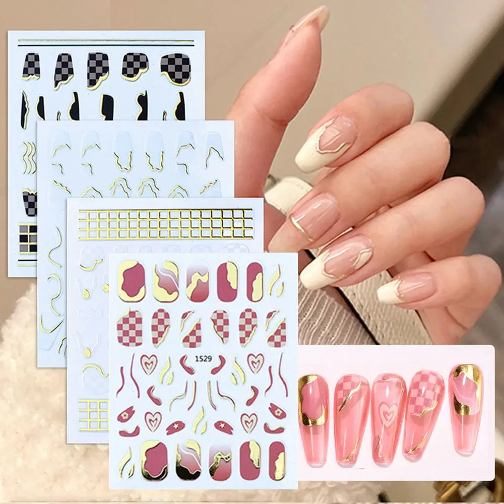 

Self-adhesive Manicure Accessories Nail Art Stickers 3D Nail Decals Checkerboard Nail Stickers DIY Nail Art Decorations