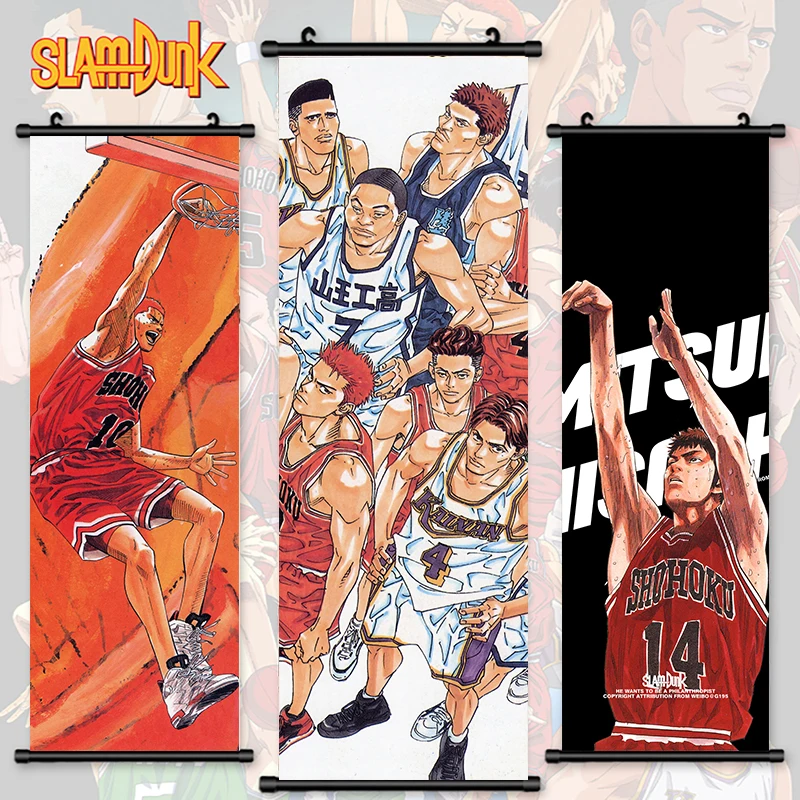 

Printed Poster Anime Wall Slam DunK Artwork Art Picture HanamichiSakuragi Painting Canvas Hanging Scrolls RukawaKaede Room Decor