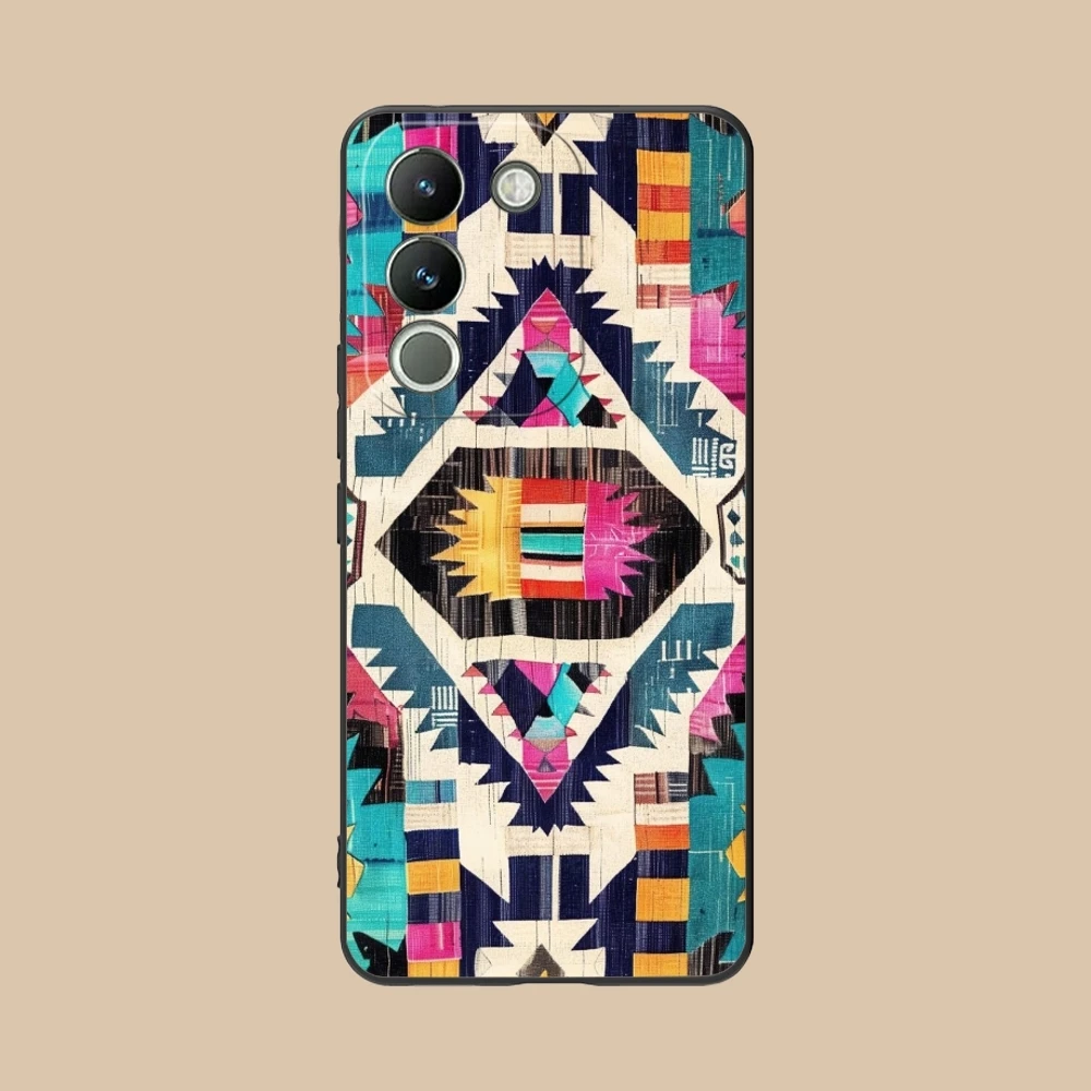 Aztec Pattern Fashion Mobile Cell Phone Case for VIVO Y95 Y93 Y31 Y20 V19 V17 V15 Pro X60 NEX Black Soft Cover Shell