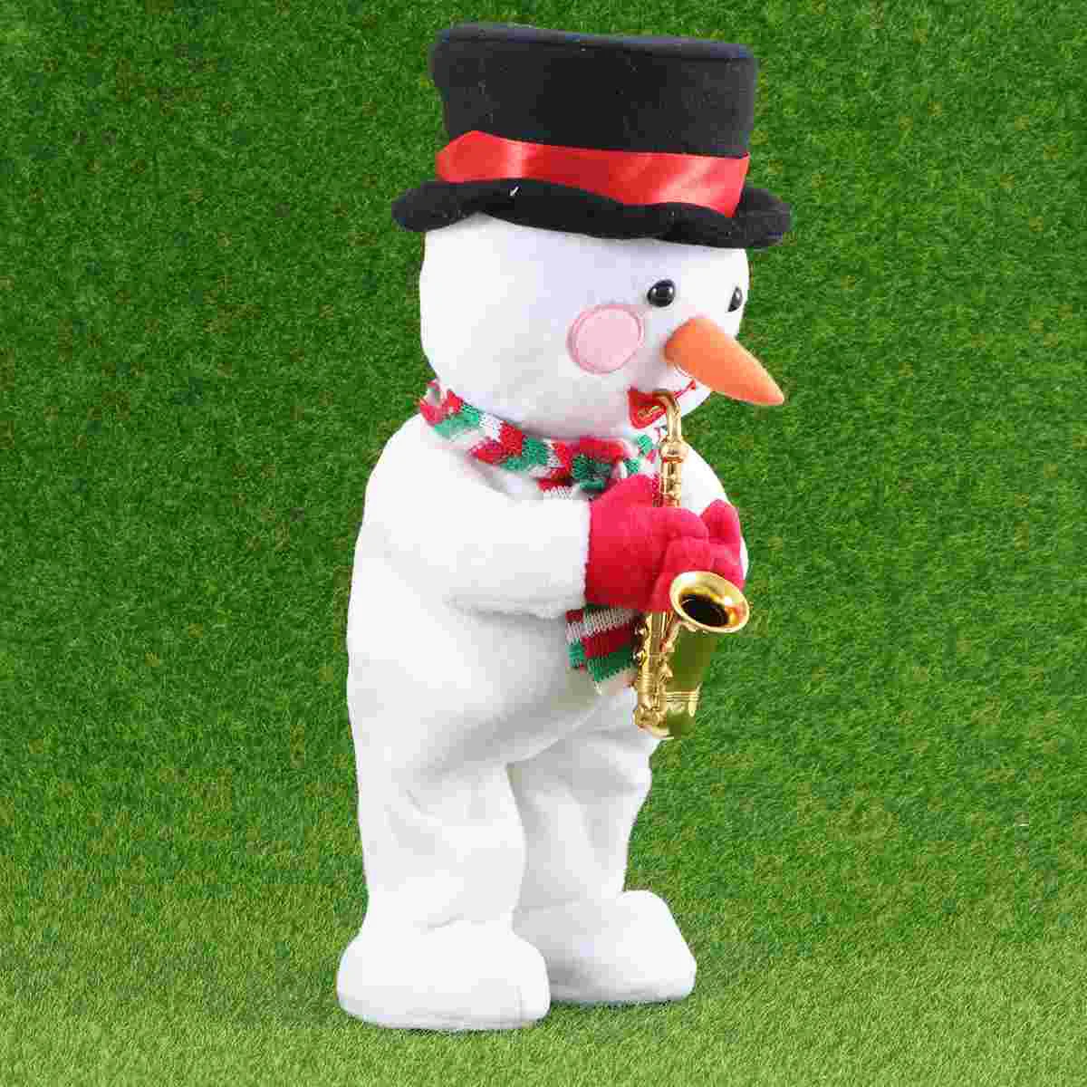 

1pc Plush Adorable Blowing Saxophone Musical Gift Christmas Snowman for Children Xmas Kids