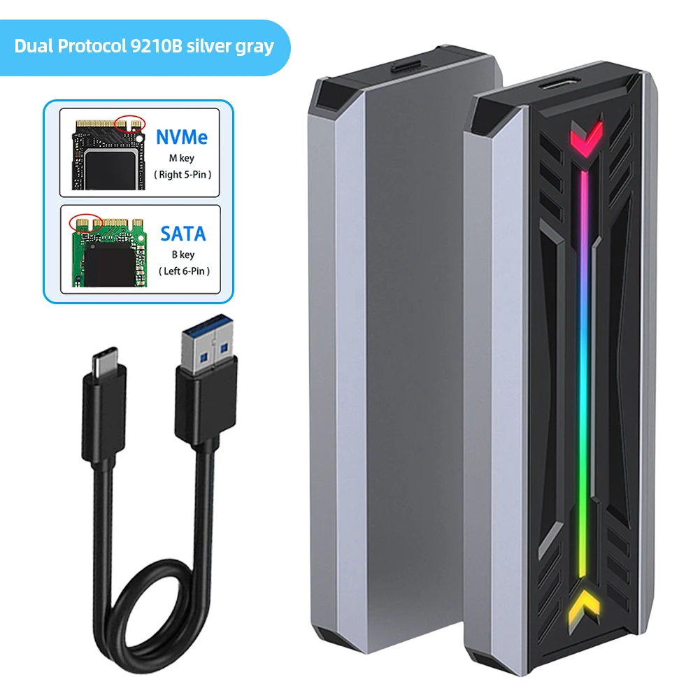 

M2 SSD Φ NVME корпус двойной протокол M.2 к USB Type C 3,1 SSD адаптер M-Key твердотельный накопитель Φ для 2230/2242/2260/2280