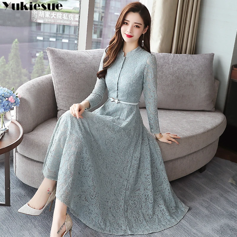 

Женское винтажное Кружевное платье миди, элегантное облегающее Черное Платье макси с длинным рукавом, модельное праздничное платье