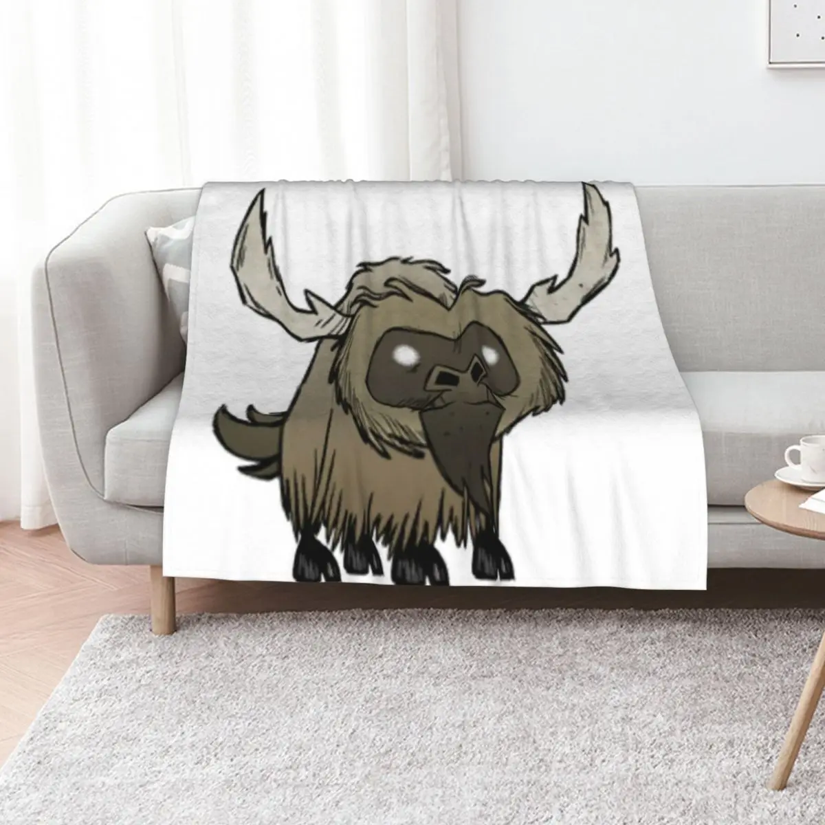 Фото Плед Don't Starve Beefalo, мягкий однотонный плед для дивана или кровати №1