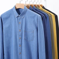 100 cotton long sleeve denim man shirt casual slim fit fashion jean blouse