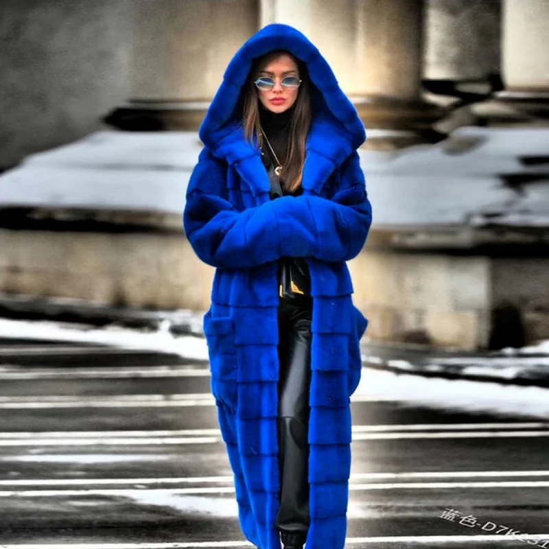 

Faux Fur Imitation Mink Fur Hooded Cotton-padded Coat To Keep Warm and Thicken Plush Plush Coat Women's Jacket Windbreaker 2021