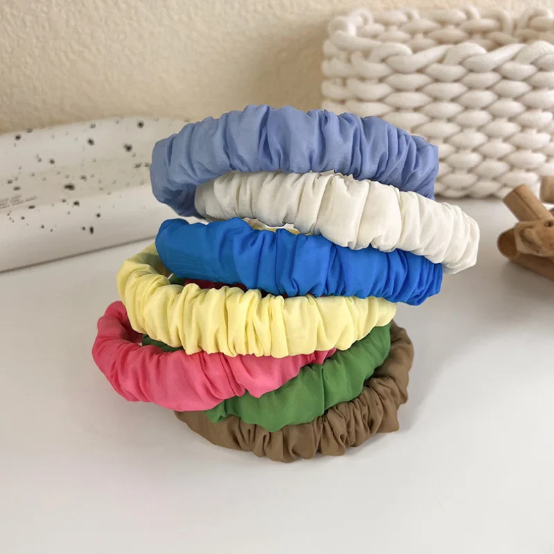 

Solid Color Gauze Ruched Headband Pleated Head Bezel Lady Hairband Bright Wrinkled Hair Hoop Hair Accessories Women