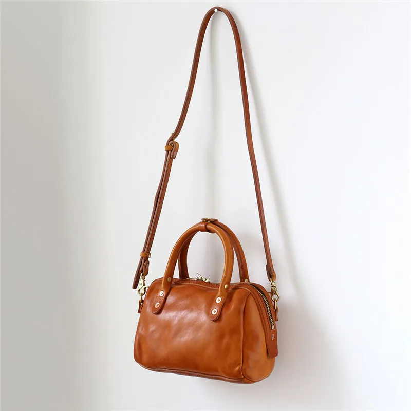 

Simple casual desig top cowhide ladies small brown handbag outdoor work weekend party real leather shoulder diagonal bag women