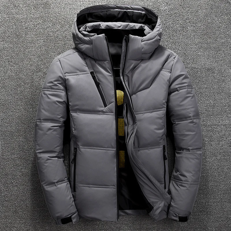 

Korean New jacket men's down version short slim thickening youth solid color fashion warm detachable hooded jacket
