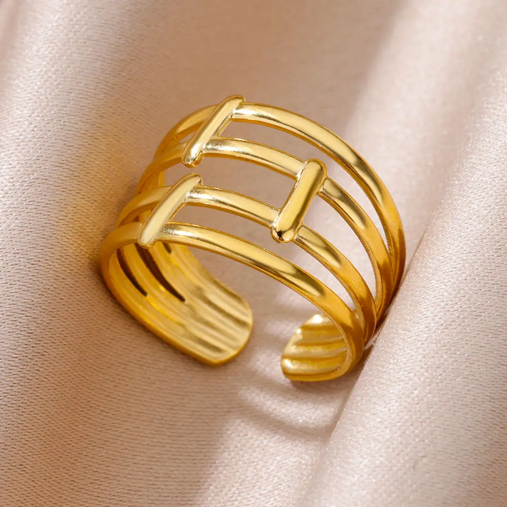 

Vintage Multi-layer Rings for Women Stainless Steel Adjustable Ring 2023 Trend New in Wedding Jewelry free shipping item anillos