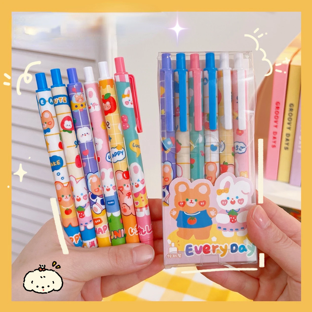 6 шт. простые новые гелевые ручки школьные письменные принадлежности милые