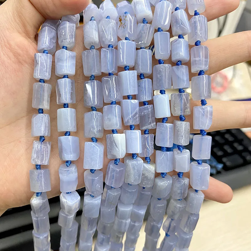 

High Quality 7~10mm Natural Blue Lace Agate Tube Beads for Jewelry Making DIY Bracelet Necklace 2 strands/lot