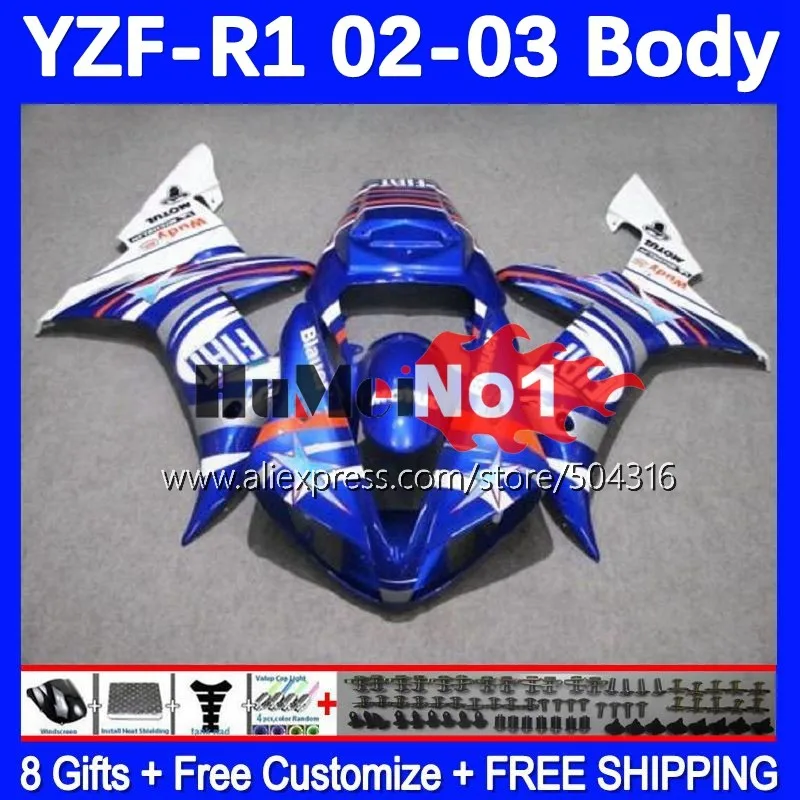 

OEM Bodys For YAMAHA YZF 1000 CC R1 R 1 YZF-R1 YZFR1 02 03 162MC.58 YZF1000 1000CC 02-03 YZF-1000 2002 2003 Fairing glossy blue