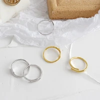 jt375 korean sterling silver ring cold wind minimalist undulating wavy face double layered opening womens ring