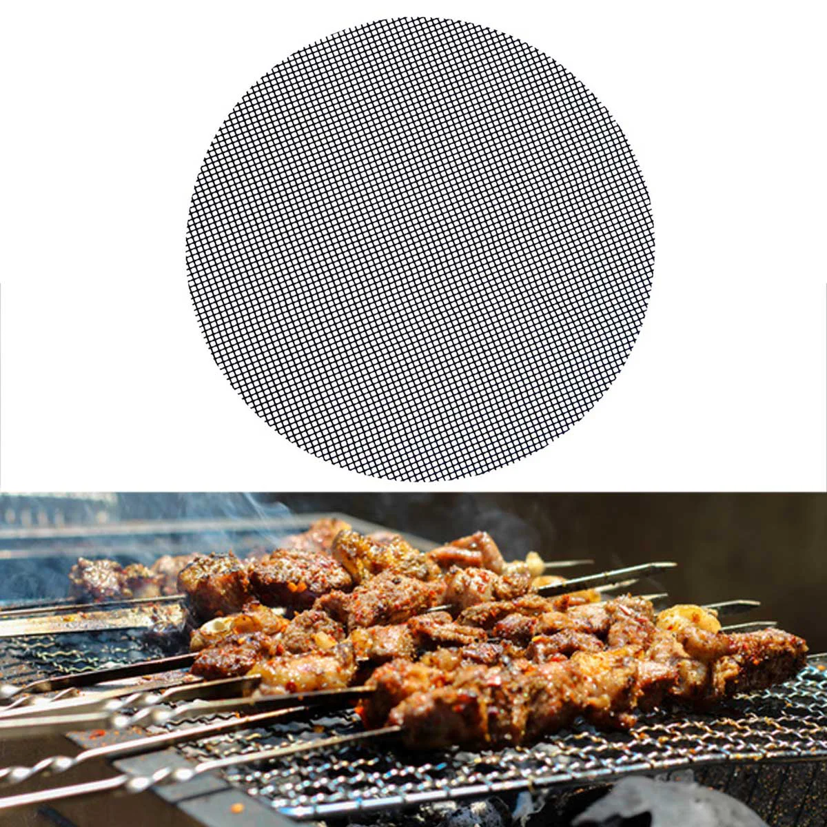 

Grill Mesh Mat Bbq Barbecue Barbeque Basket Cooking Mats Charcoal Round Outdoor Net Non Stick